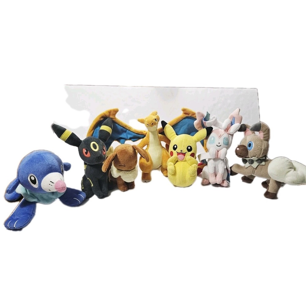Pokémon Plush Lot‎ 7 Plushies Eevee Evolutions, Charizard, Pikachu, And Others